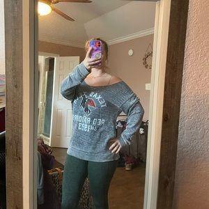 Texas Tech off the shoulder sweater